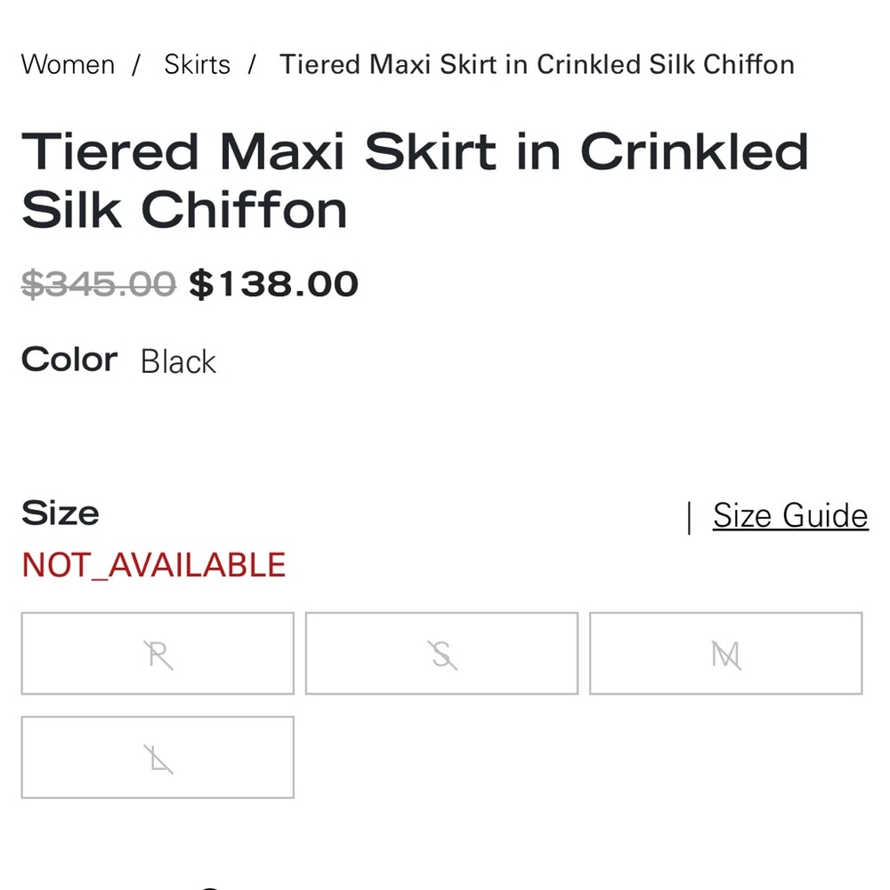 NWOT SOLD OUT Theory Tiered Maxi Skirt in Crinkled Silk Chiffon - Picture 4 of 4